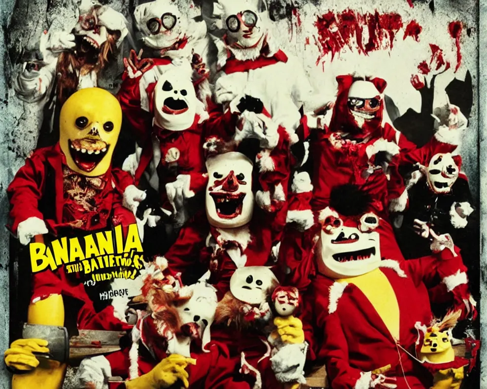 Image similar to a horror movie poster featuring The Banana Splits