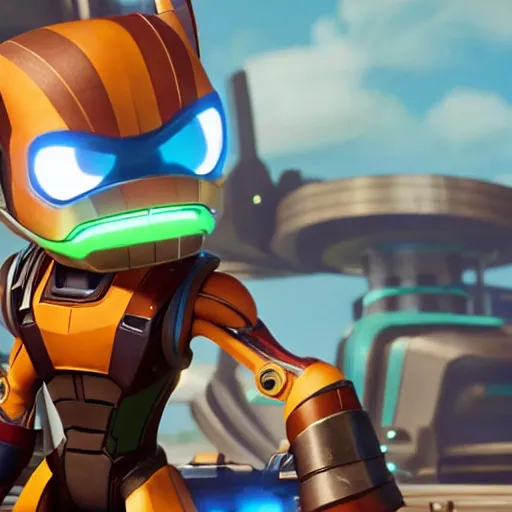 Prompt: ratchet and clank tries to help tony stark from avengers endgame, fully detailed