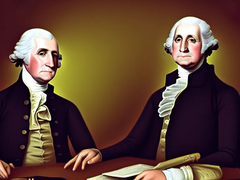 Prompt: George Washington being interviewed by Conan O’Brian; Late Night with Conan O’Brian