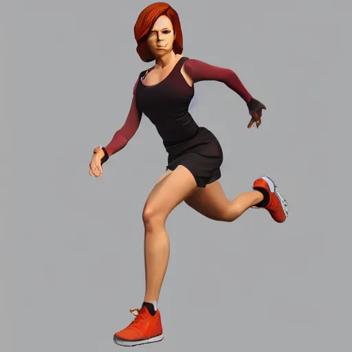 Prompt: christina hendrix character model, running pose, 5 of 1 6, orthographic front view, single figure, 4 k photograph, clear details