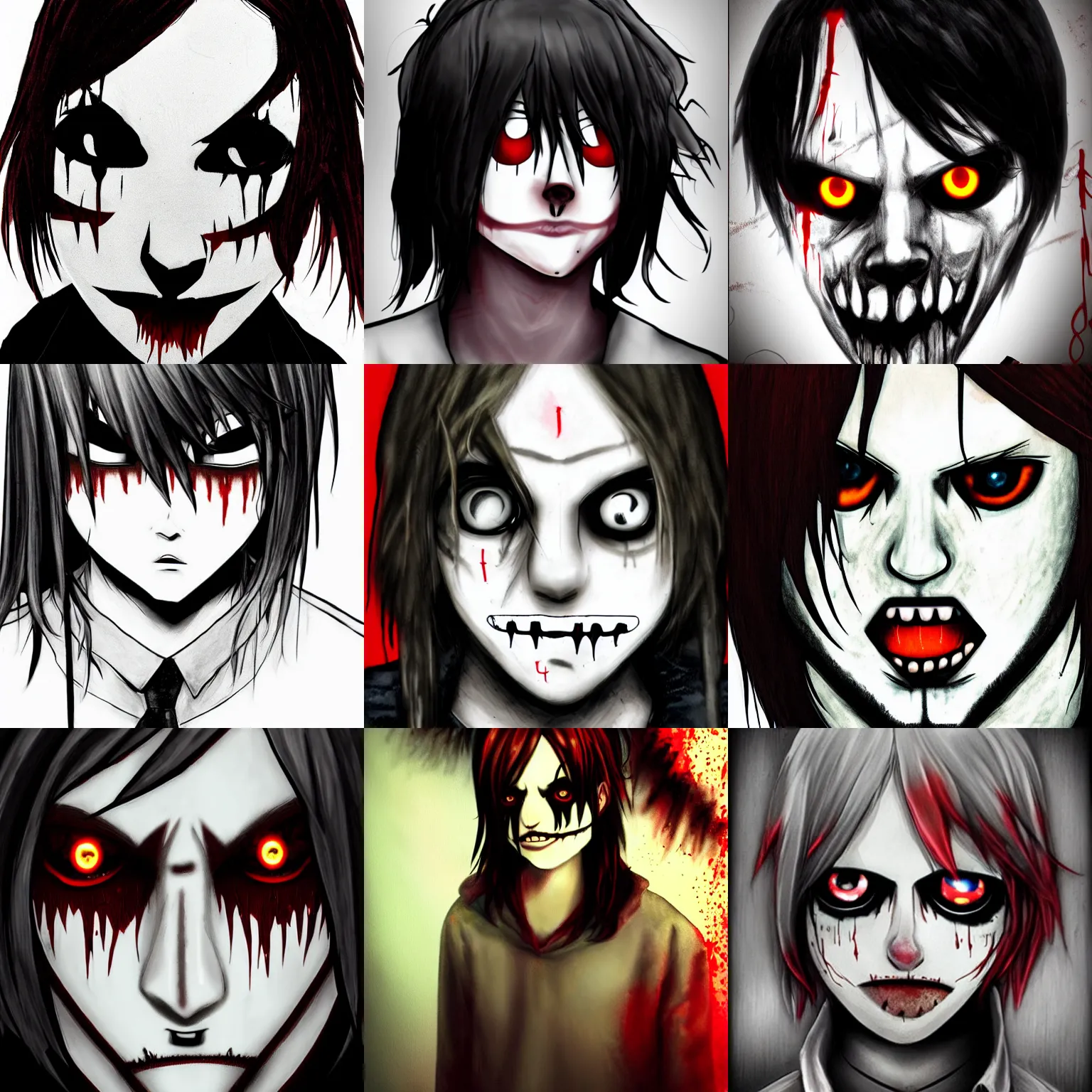 Prompt: Jeff the Killer's-eyes are glowing red-in the night, full body, high detail of the face, high details, high modernization, cinematic, dynamic lighting, ultra mega super hyper realistic