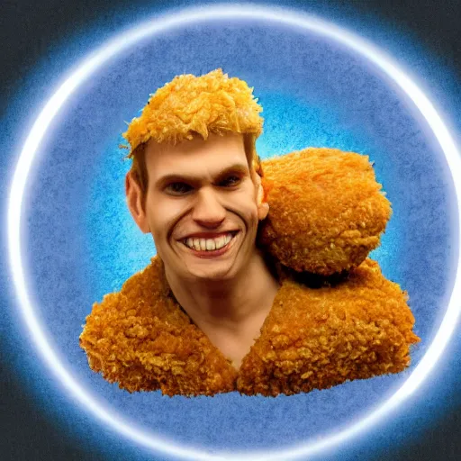 Image similar to jerma 9 8 5 puts his breaded in breadcrumbs hands in a deep fryer, hd, realistic, 8 k