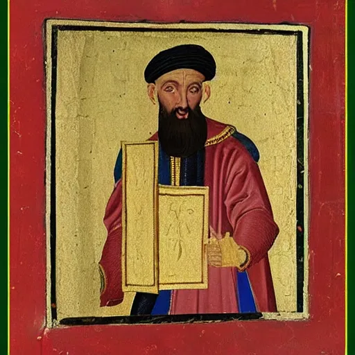 Image similar to 1 5 th century painting depicting haji bektash, located in hajibektash complex, trending on solidworks