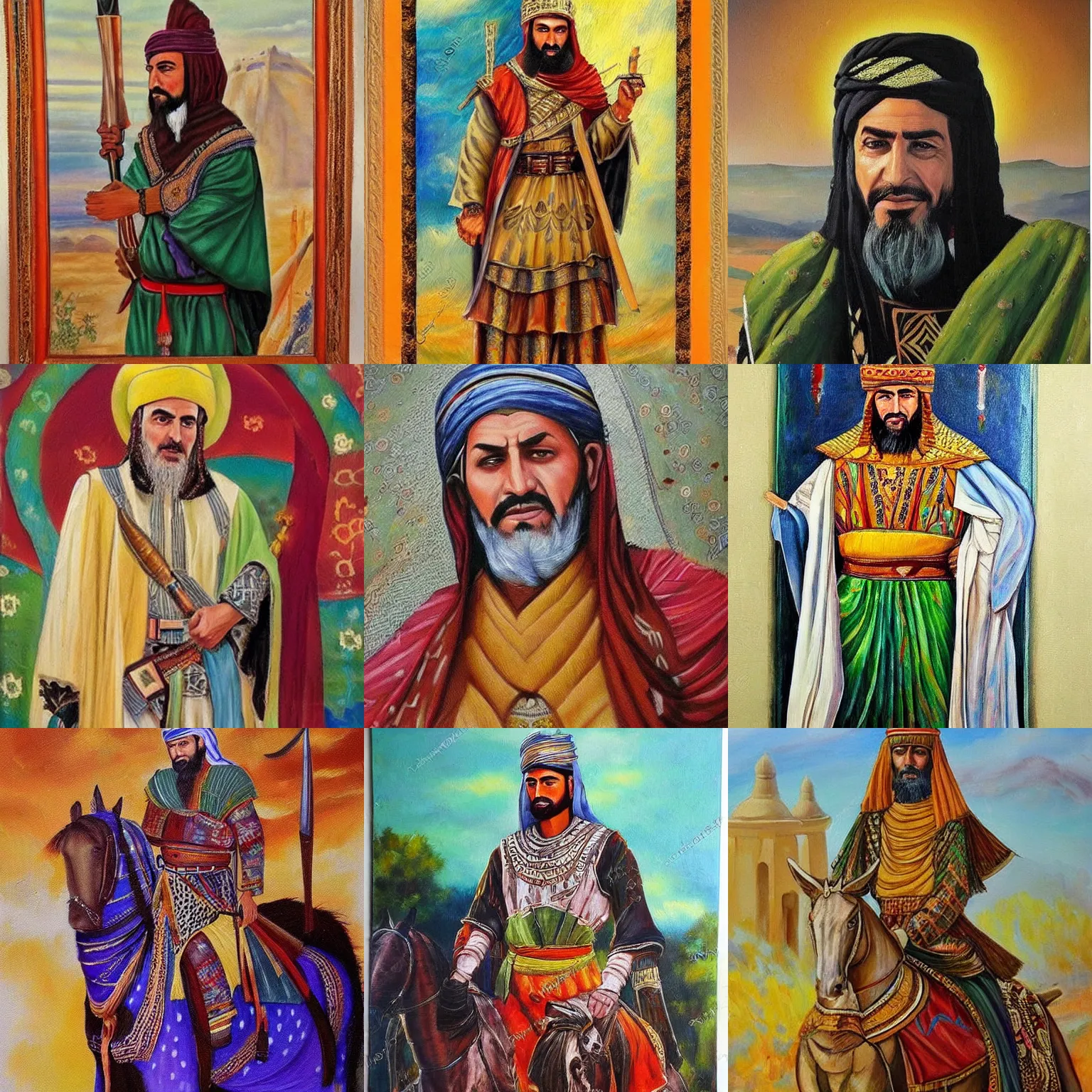 Prompt: saladin wearing kurdish clothes, beautiful oil painting, kurdish!!, award winning art