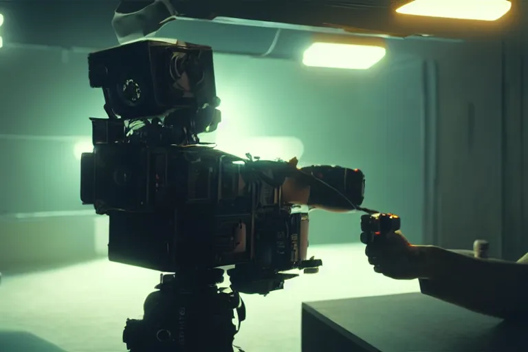 Image similar to vfx film, love death and robots, flat color profile low - key lighting award winning photography arri alexa cinematography, hyper real photorealistic cinematic, atmospheric cool colorgrade