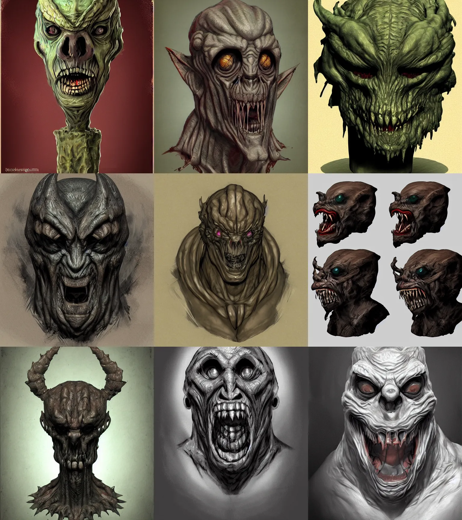 Prompt: creature bust, horror, concept art