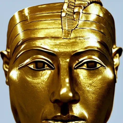 Image similar to ancient, golden egyptian pharaoh death mask of walter white