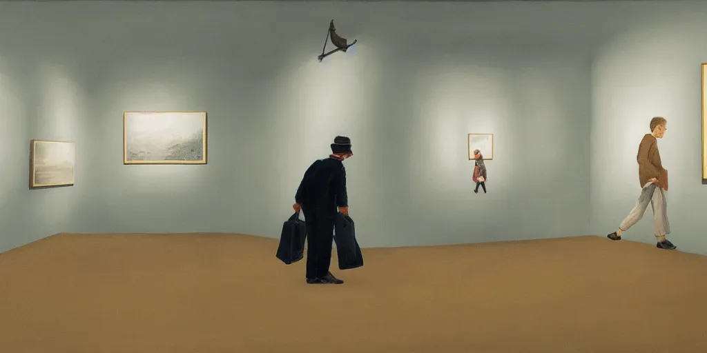 Image similar to an art gallery with pictures in the style of tim eitel