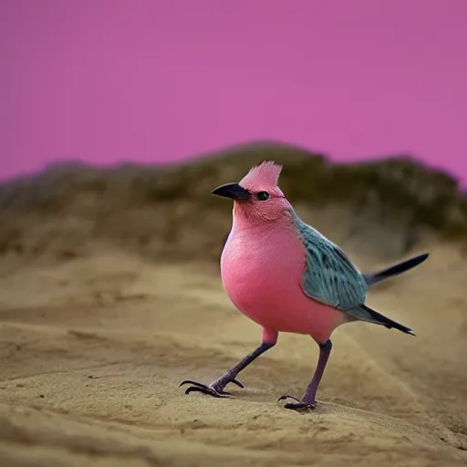 Prompt: pink bird cinematography