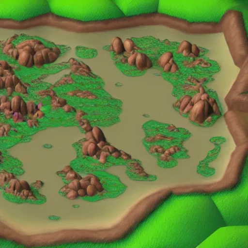 Prompt: render of the overworld map of a cartoony bean - themed 3 d action rpg, fantasy, map, cartoony, terrain