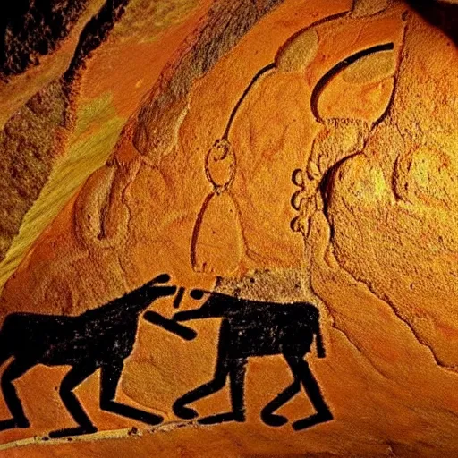 Prompt: god, paleolithic cave art