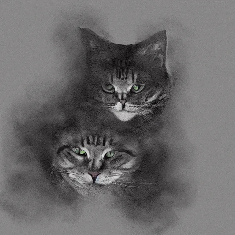 Prompt: smoke in shape of cat, concept art, artworks art