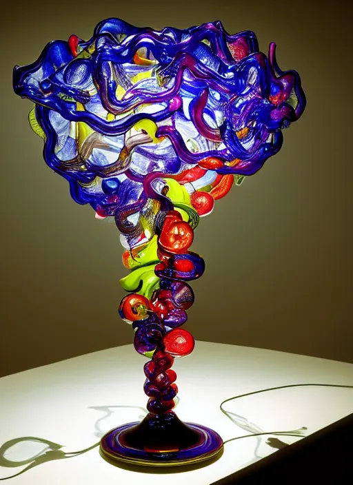 Prompt: a table light designed by dale chihuly