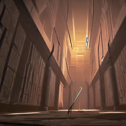 Image similar to an underground ancient temple corridor full of traps by Makoto Shinkai, pressure plate, tripwire, arrow trap, epic composition