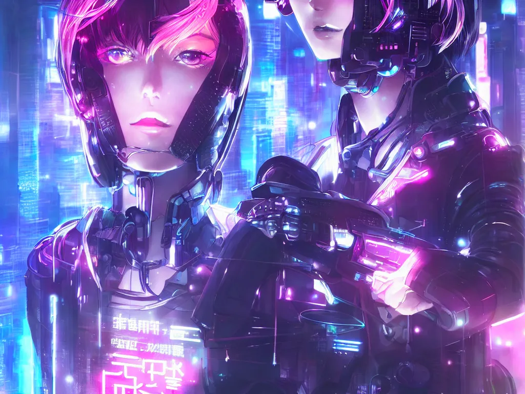 Image similar to portrait anime visual futuristic female cyber police, on cyberpunk neon light tokyo rooftop, ssci - fi and fantasy, intricate and very beautiful, human structure, concept art, sharp focus, anime by rossdraws and magali villeneuve and liya nikorov and luxearte, frostine engine