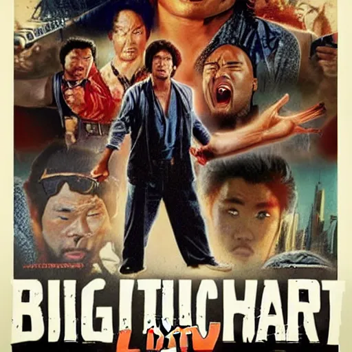 Image similar to big trouble in little china, poster, but the main actor is the rock