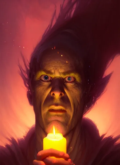 Prompt: closeup realistic portrait of a male necromancer, backlit, candlelit, oil painting, concept art, filip hodas, john howe, mike winkelmann, jessica rossier, andreas rocha, bruce pennington, albert bierstadt, peter mohrbacher, donato giancola, joseph christian leyendecker, wlop, boris vallejo