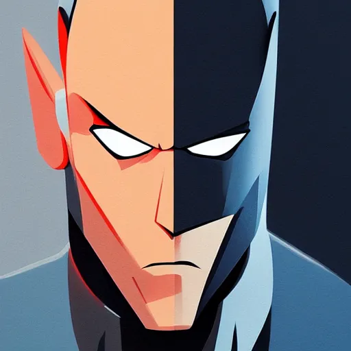 Image similar to face icon stylized minimalist batman : the animated series, loftis, cory behance hd by jesper ejsing, by rhads, makoto shinkai and lois van baarle, ilya kuvshinov, rossdraws global illumination