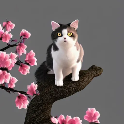 Prompt: cherry blossom tree in the shape of a cat, artstation, detailed, 4 k