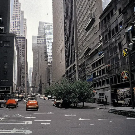 Prompt: a 90s photograph of a 90s NYC city street , buildings have 90s PC parts, wires and cables integrated into the wall