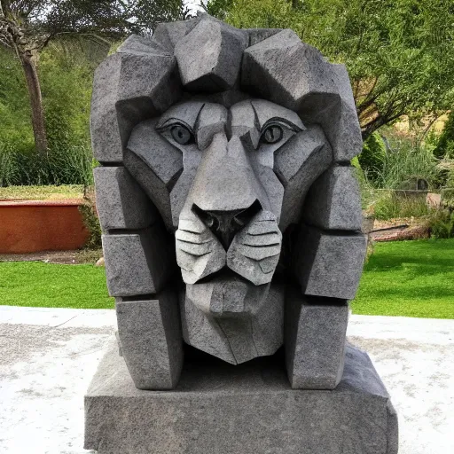 Prompt: A stone sculpture of a lion, 4k