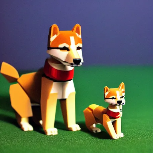 Prompt: shiba inu dog as a lego set, soft lighting