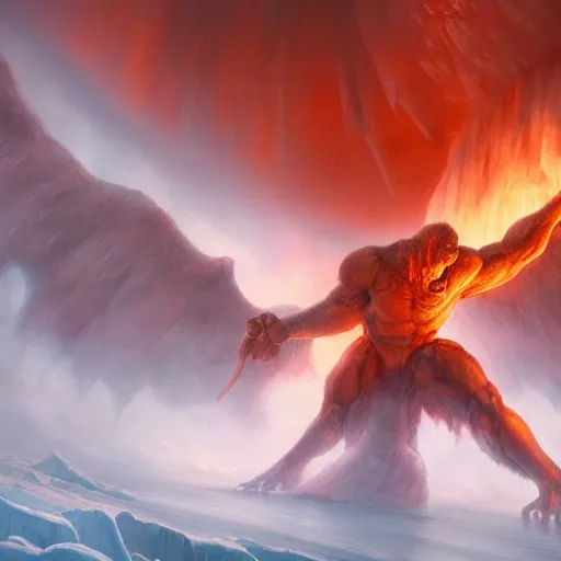 Prompt: balrog demon with wings extended in the ice cave. greg rutkowski. boris vallejo. color grading lut 3 8 4 0 x 2 1 6 0