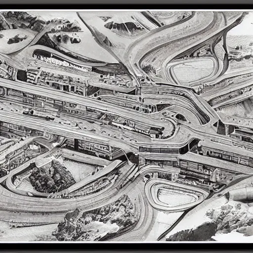 Image similar to a highway designed by mc escher, hyper - detailed, hd, 4 k 8 k