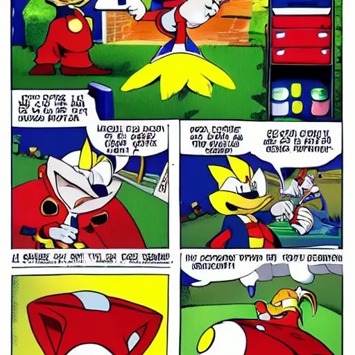 Image similar to Dr. Eggman throwing an egg at Sonic the Hedgehog