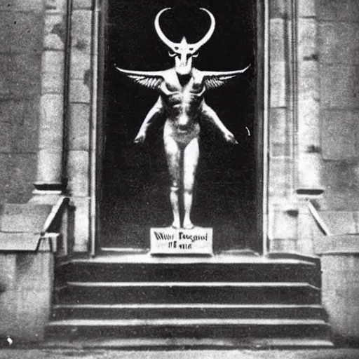 Image similar to 1910s photograph of Baphomet in Washington DC