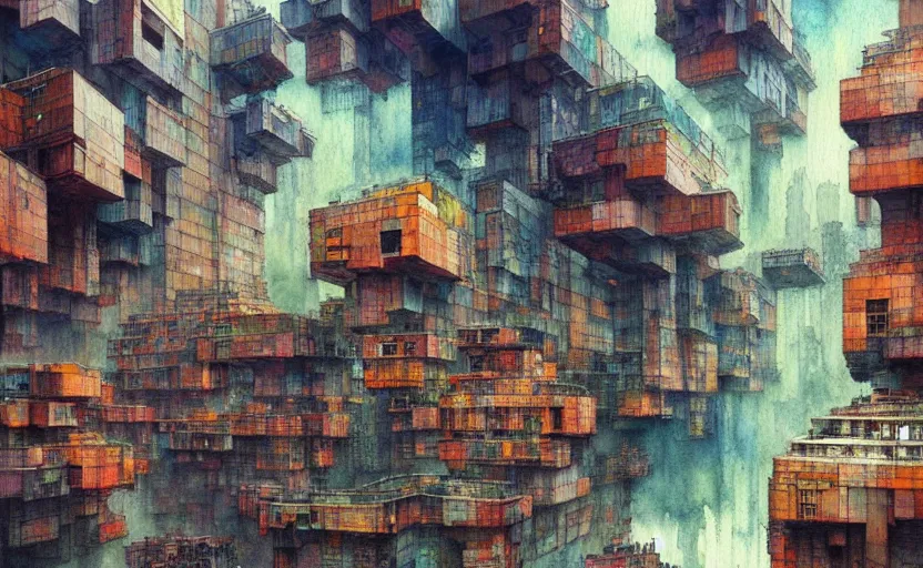 Image similar to the amazing floating brutalist city, fantasy. intricate, amazing composition, colorful watercolor, by ruan jia, by maxfield parrish, by marc simonetti, by hikari shimoda, by robert hubert, by zhang kechun, illustration, gloomy