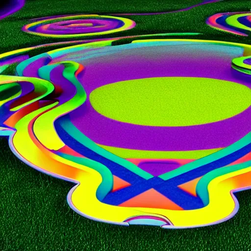 Image similar to : hyperbolic playground with bifrost colors 8k render unrealengine cgsociety