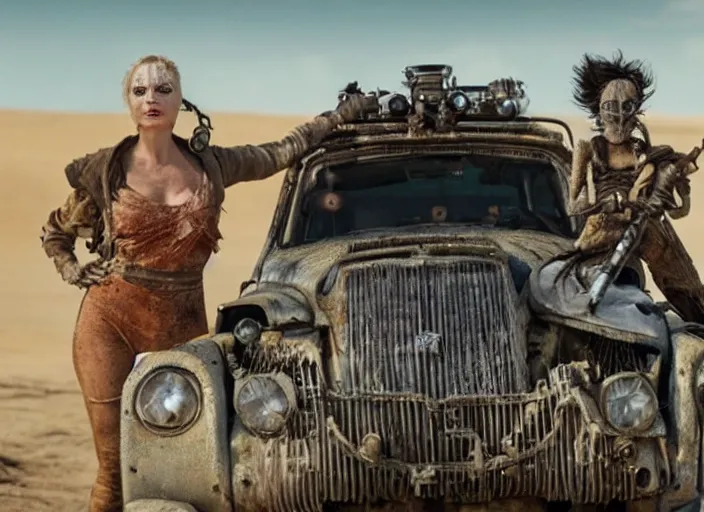 Image similar to scene from the 2015 science fiction film Muppet Mad Max: Fury Road