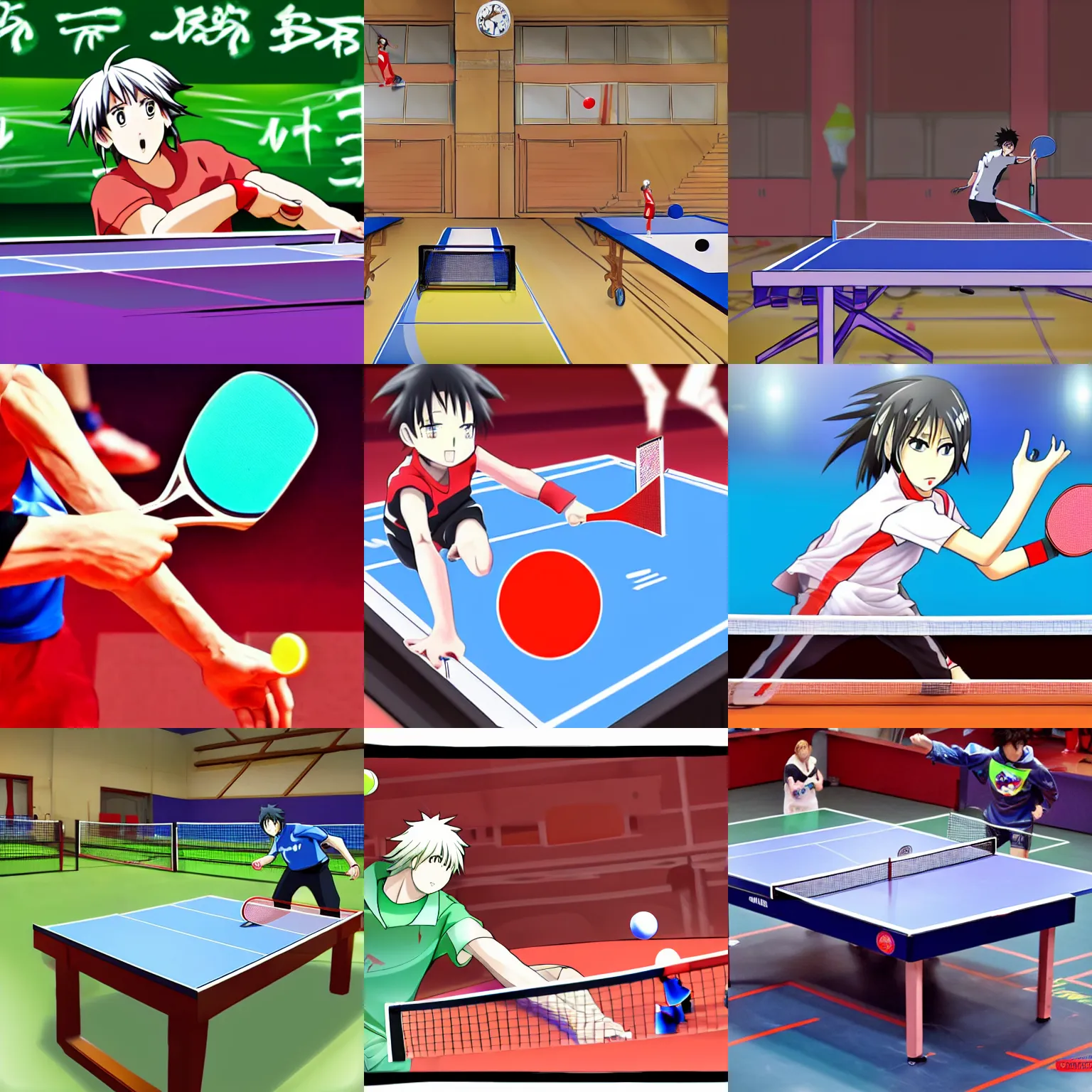 table tennis match, epic, anime style, Stable Diffusion