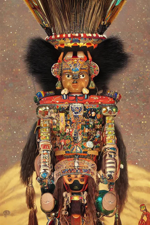 Prompt: portrait of a beautiful a Hopi kachina, Warhammer, highly detailed, artstation, illustration, art by Gustav Klimt and Range Murata and Ilya Kuvshinov and Sakimichan