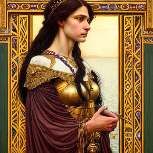 Image similar to highly detailed portrait of a majestic lioness queen in the form of a beautiful woman. d & d, art by donato giancola and evelyn de morgan and carl larsson and john william waterhouse. trending on artstation, intricate details, energetic composition, golden ratio, concept art, illustration, elegant art