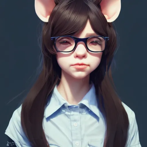 Image similar to character design portrait of an anthropomorphic furry rat girl with rat ears and a tail, 4 k, concept art, by wlop, ilya kuvshinov, artgerm, krenz cushart, pixiv.