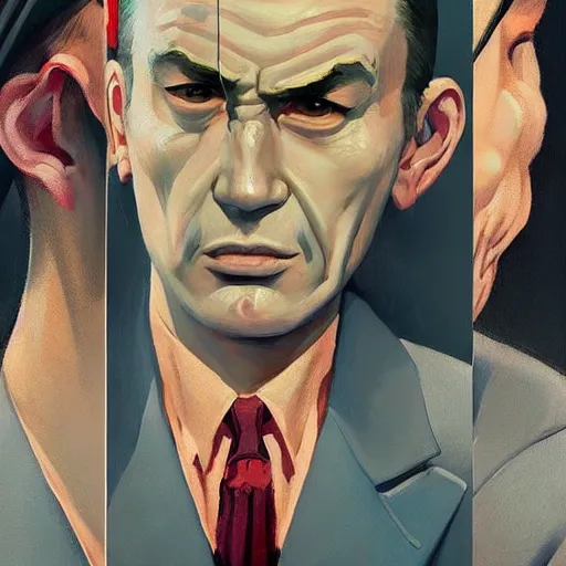 Prompt: Portrait of a mad general, very coherent, painted by Edward Hopper, painted by James Gilleard, airbrush, art by JamesJean || yakuza, tattoos, cute-fine-face, pretty face, realistic shaded Perfect face, fine details. Anime. realistic shaded lighting poster by Ilya Kuvshinov katsuhiro otomo ghost-in-the-shell, magali villeneuve, artgerm, Jeremy Lipkin and Michael Garmash and Rob Rey