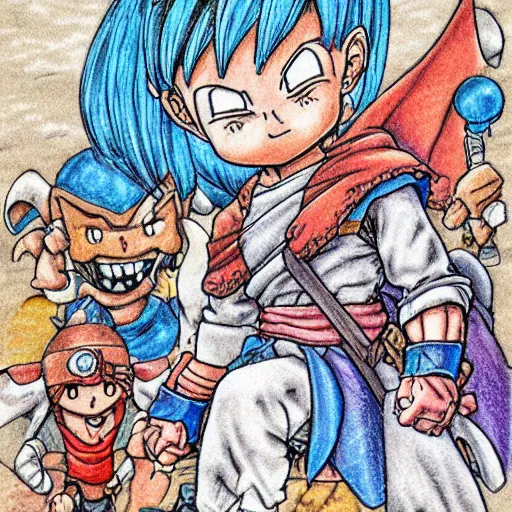 Prompt: Dragon Quest character concept art by Akira Toriyama,pencil on paper,masterpiece