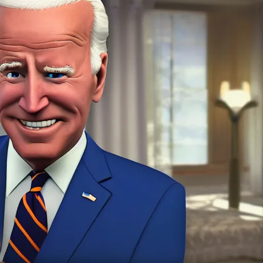 Image similar to joe biden on meth as seen in award winning animated pixar movie 4k octane render