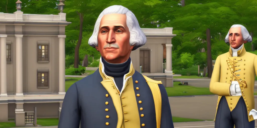 Prompt: george washington in the sims 4, in game screenshot, 8 k resolution