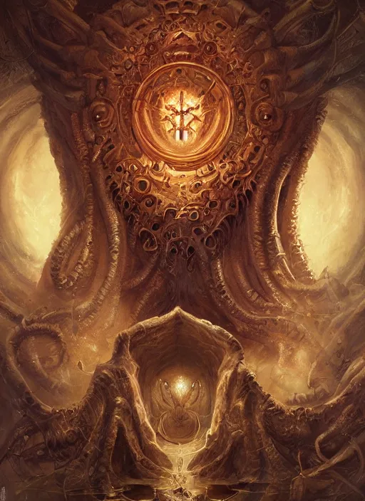 Image similar to digital _ painting _ of _ lovecraftian gods _ by _ filipe _ pagliuso _ and _ justin _ gerard _ symmetric _ fantasy _ highly _ detailed _ realistic _ intricate _ port