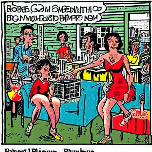 Image similar to robert crumb comic about pembroke pines flanagan high school students partying accurate eyes high detail