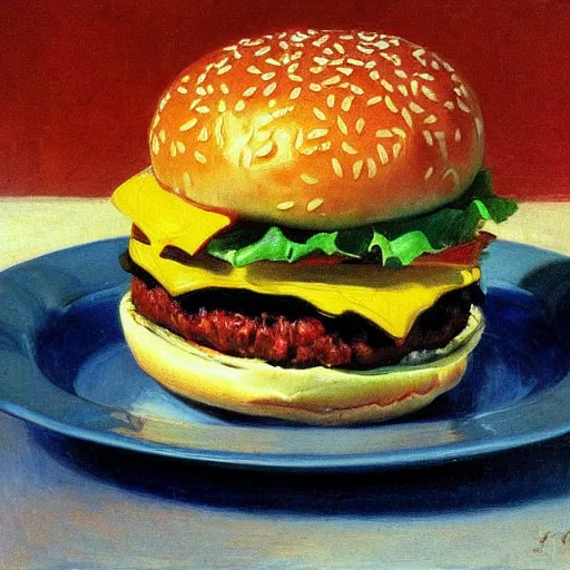 Prompt: a hamburger painted by sorolla