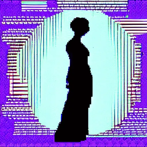 Prompt: circuit bending vhs glitch art of the silhouette of a woman, crt, vhs scan lines, line distortion,