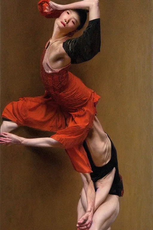 Image similar to portrait of athletic taiwanese prima ballerina, by donato giancola and berthold woltze.