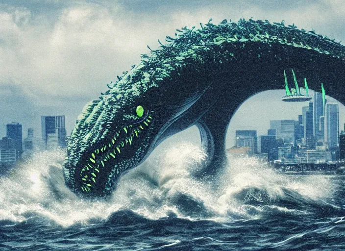 Image similar to seattle being attacked by a sea monster