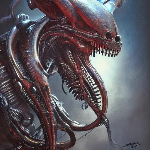 Image similar to mickey mouse xenomorph chimera lurkin in dark room portrait, round ears, designed by h. r. giger, highly intricate detailed 8 k ultrarealistic octane render by artgerm and rutkowski and mucha