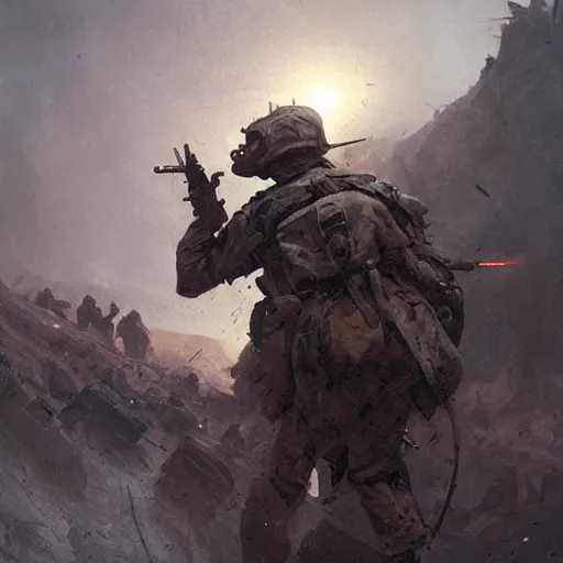 Image similar to a soldier screaming during an battlefield, Matte painting , detailed painting, greg rutkowski