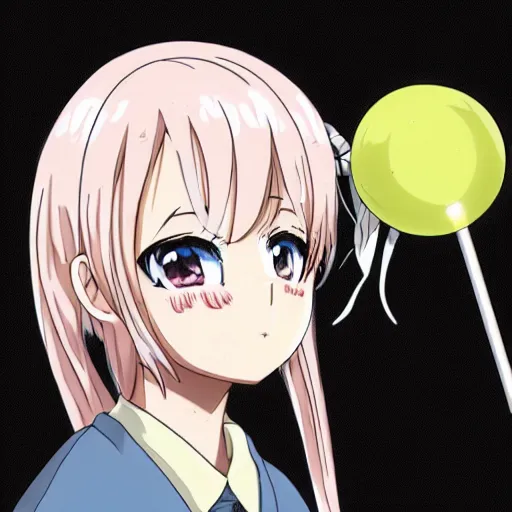 Image similar to key anime visual of a tsundere walter white with blonde hair and twintails; has a lolipop in mouth; trending on Pixiv; official media